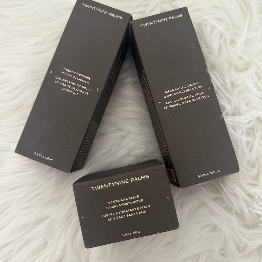 29 Palms Luxury Skincare Set Cleanser Exfoliant Moisturizer NIB